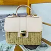 Bolsas tejidas elegantes de primavera y verano para mujer, bolsos de moda hechos a mano, estilo ins influencer, bolsas cruzadas de paja