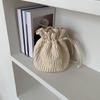 Bolso Fruncido con Cordón Diseño Nicho Coreano Nuevo Bolso Balde de Cuero Suave para Mujer de Alta Gama Exquisito Bolso de Hombro Sobaco