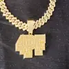 Collar de Hip-Hop Europeo y Americano Transfronterizo Colgante de Letra para Hombre Tendencia Personalidad Versátil Cadena Cubana Totalmente Diamantada Colgante de Aleación Venta al por Mayor