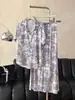 Pijama Ruso Oversize de Jungla Manga Larga Gama Alta Otoño e Invierno Seda de Hielo Cómodo Conjunto de Ropa de Casa