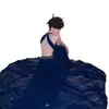 Vestido de Cuello Halter para Mujer, Elegante Vestido de Cumpleaños Socialité, Muy Adornado con Pedrería, Atrevido Diseño con Aberturas en la Espalda Descubierta, Ceñido a la Cintura, Falda Larga con Dobladillo Amplio