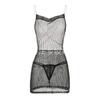 Sopa da Noite Lingerie Sexy Brilhante com Contas Uniforme de Sedução para Boate Feminina Paixão Camisola Curta Grátis