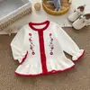 Nuevo Cárdigan de Punto para Bebé Niña 100% Algodón Puro Suéter Primavera y Otoño Bordado para Bebé Niña Lindo Fresco Línea A Ropa Exterior