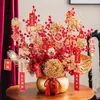 Festival de Primavera, Año Nuevo, Fruta de la Fortuna, Fruta Roja, Flor Artificial, Decoración de Apertura, Cubo, Adornos, Sala de Estar, Regalo de Alegría, Mudanza