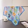 Pañuelo cuadrado estampado estilo pastoral artístico de seda sintética, chal, bufanda de cuello, corbata de cuello de alta gama, pañuelo cuadrado pequeño, pañuelo para la cabeza, pañuelo de seda, bufanda para mujer