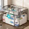 Caja de Medicamentos Caja de Almacenamiento Hogareña Portátil Caja Multicapa Versión Familiar Caja de Medicamentos Gran Capacidad Caja de Medicamentos Transparente Colección y Entrega