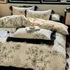 Estilo Hepburn Francés 2025 Nuevo Juego de Cuatro Piezas Algodón Puro Floral Retro Encaje Negro Funda Nórdica Ropa de Cama Venta al por Mayor