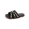Sandalias Planas para Niñas 2025 Verano Nuevo Estilo Coreano Niñas Antideslizantes Perla Correa Única Chanclas Casuales