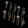 Alfiler de Seguridad con Tachuelas de Diamante para Ropa, Broche Versátil Anti-Exposición, Broche de Letra, Alfiler de Seguridad Grande con Pedrería para Cárdigan de Mujer