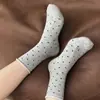Calcetines de Algodón Puro con Borde Enrollado para Mujer, Estilo Retro, Parte Superior Holgada, Transpirables, Suaves, Calcetines de Media Pantorrilla, Calcetines Versátiles para Mujer
