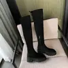 Botas largas para mujer, nueva colección otoño/invierno 2023, con plataforma gruesa, diseñadas para mujeres petite, botas por encima de la rodilla, de pierna ancha, botas de caña alta