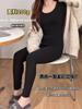 Conjunto de Ropa Interior Térmica Antibacteriana 7A para Mujer, Felpa Fina Cepillada, Capa Base Ligera Cálida, Ropa Interior Sin Costuras, Conjunto de Invierno y Otoño