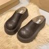 Pantuflas Cerradas Cómodas de Suela Suave Versátiles para Uso Diario para Mujer, Nuevo Estilo Otoño e Invierno 2025, Zapatos Peludos Cálidos para Exteriores con Forro de Felpa