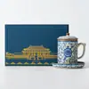 Taza de Té de Cerámica Horno Ru con Tapa, Taza de Café Creativa, Separación de Té y Agua, Personalización de Regalo