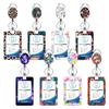 Lanyard floral pequeño fresco fácil de jalar fácil de jalar poliéster transferencia de calor lanyard pvc estampado de leopardo funda para tarjeta de certificado