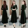 Falda de Terciopelo Estilo Coreano Dongdaemun Transfronteriza Gordita mm Otoño e Invierno Nuevo Talla Grande Efecto Adelgazante Reductor de Edad Elegante Vestido de Cuello Redondo para Mujer
