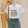 Camiseta Blanca de Hombro Recto y Manga Corta para Mujer, Nuevo Estilo de Verano, Algodón Puro, Cómoda, Corte Holgado, Talla Grande, Top de Media Manga, Estilo Ins