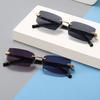 Nuevas gafas de sol para hombre de estilo empresarial transfronterizo europeo y americano con marco sin marco y ribete de diamantes de sentido avanzado, gafas de sol tipo caja