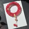 Pulsera de Cuentas Bodhi Natural Color Rojo Granada, Cuentas de Oración de los Doce Animales del Zodiaco, Cuentas Budistas Manuales de Doble Círculo para Hombres, Pulsera Coleccionable al por Mayor