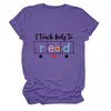 Enseño a niños a leer camiseta casual para mujer con estampado de letras lista para enviar Amazon comercio exterior verano ebay manga corta
