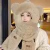 Gorro de Lana Tejido Cálido para Otoño e Invierno para Mujer, Gorro con Protección para los Oídos para Mamá Ciclista, Gorro Integrado con Bufanda, A Prueba de Frío