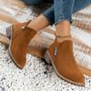Comercio Exterior Europeo y Americano Botines Retro Escarchados de Tacón Medio Corto para Mujer Estación Independiente Botas Martin de Tacón Grueso con Cierre Lateral Plano