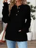 Novidade Outono e Inverno 2025 Amazon Europeu e Americano Exportação Transfronteiriça Cor Pura Moda Botão Solto Manga Longa Camisetas Tops para Mulheres