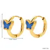 Pendientes de Acero Inoxidable de Venta Caliente Europeos y Americanos con Goteo de Aceite, Orejas Versátiles y de Moda, Pendientes de Acero de Titanio con Mariposa de Esmalte Dorado