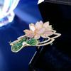 Moda nacional retrô estilo chinês cheongsam Hanfu acessórios de peito corsage feminino folha de lótus pingando fritilária natural Broche de lótus