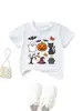 Amazon Wish Estação Independente Roupas Casuais Confortáveis para Crianças Lanterna Fantasma Abóbora Gato Preto Morcego Folha de Bordo Camiseta de Gola Redonda Manga Curta