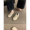 Sapatos Birkenstock para Mulheres Outono e Inverno Forrados de Lã 2024 Novo Estilo Coreano Francês Retro Flats-Soled Slip-On Sapatos de Algodão Quente