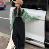 Colección de otoño: ropa nueva para niños para niñas, que incluye una camiseta a rayas y un peto vaquero, un conjunto de dos piezas