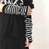 Mangas de Punto Estilo Coreano para Hombres y Mujeres, Guantes Oscuros de Verano Estilo Ninja para Protección Solar Harajuku, Mangas para Brazos Cálidas de Invierno Rayadas