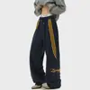 Pantalones Deportivos de Rayas Modernos Estilo Americano para Hombre, Nuevos de Primavera High-Street Holgados de Caída Rectos de Pierna Ancha Casuales Largos