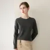 Suéter de cachemira 100% puro, de una sola pieza sin costuras, para mujer, cuello redondo, corte holgado, suéter de cachemira versátil como capa base de punto para otoño e invierno