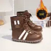 Botas infantiles de estilo alemán nuevo estilo más terciopelo cálido para niños y niñas cremallera lateral casual botas sencillas niños medianos y grandes moda botas de media caña