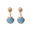 Pendientes de concha Jin Yan color europeo y americano que no se decolora, chapado retro estilo oceánico, moda para ir al trabajo