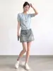 Conjunto deportivo casual estilo coreano para mujer, conjunto de dos piezas de camiseta de manga corta de moda y rejuvenecedora para el verano 2026 con pantalones anchos rosas