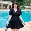 Traje de baño para mujer Talla Extra Grande Holgado Conservador de una pieza Boxer Cubre vientre Adelgazante Traje de baño para madre Personas de mediana edad y mayores Remojo en aguas termales