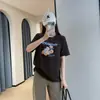 Zedaijiayi Camiseta de Manga Corta Redonda de Lana Australiana Engrosada con Bordado de Letras de Tomate Curativo Reductor de Edad para Mujer Modelo Nuevo 2026