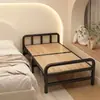 Cama de hierro para vivienda temporal, cama individual, herramienta simple para siestas en la oficina, cama plegable para dormitorio, cama de madera reforzada