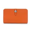 Moda europea y americana primera capa piel de vaca patrón lichi billetera billetera platino para mujer clutch largo bolso porta pasaporte de cuero