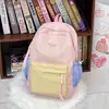 Mochila color block morado taro lechoso, llena de energía, estilo coreano, para niñas y estudiantes, adecuada para salidas de vacaciones y sesiones de fotos