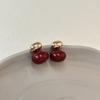 Pendientes Metálicos Ovalados con Forma de Frijol y Esmalte Goteante Rojo Vino Vintage Francés Pendientes Pendientes Nuevo Diseño 2024 Pendientes Pendientes Mujer