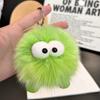 Lindo llavero con colgante de bola de carbón de piel de zorro para coche, colgante de bola de peluche de elfo para bolso escolar, regalo