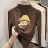 Blusa base casual de fleece para meninas, coleção outono/inverno 2026, gola alta, mangas compridas, camada interna quente para meninas pequenas
