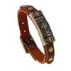 Pulseira de couro masculina ajustável, atacado de joias retrô de couro bovino europeu e americano SS049