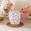 Tazas Cerámicas Personalizadas con Pequeños Diseños Florales, Tazas de Café Apilables para Oficina, Vasos de Agua Domésticos de Alta Gama, Se Pueden Procesar Según Sus Dibujos