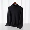 Suéter de Malha Modal para Homens, Gola Alta, Novo Pulôver Liso Outono/Inverno, Camada Base Leve para Negócios Roupas Masculinas