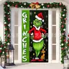 Cortina de Puerta Temática Navideña del Grinch Verde de Venta Caliente Transfronteriza Tela de Fondo Tela Colgante Decorativa Atrezo para Disparo
